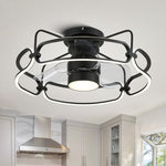 Bella Depot - Modern Flush Mount Ceiling Fan with Dimmable LED Light and Remote Control, Black - Brighten up your lovely room with this new design flush mount ceiling fan from Bella Depot. The LED light can be gradually dimmed with three colors to create the most comfortable light for different scenes. The gorgeous appearance is considered high quality which not only has seven clear blades to bring strong wind to chase hot in summer, but also can revise the air in winter. All functions can be controlled through the remote control or APP, and you will no longer have to look for the missing remote control everywhere, which makes your life more convenient and free.