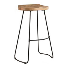 Romboss Saddle Seat 30" Bar Stool, Natural and Black