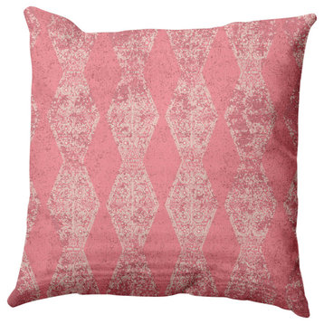 Pyramid Stripe Indoor/Outdoor Throw Pillow, Pink, 18x18"