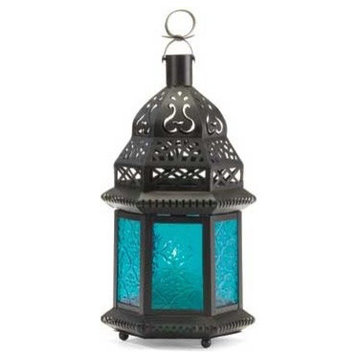 Glass Moroccan Lantern, Blue
