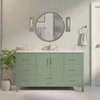 California 60" Bathroom Vanity, Sage Green, Carrara Marble, Single