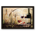 DDCG - Tuscan Vineyard Wine Canvas Wall Art, 12"x18", Framed - This floating framed canvas features a vintage wood background with tuscan vinyard wine table design. The wall art is printed on professional grade tightly woven canvas with a durable construction, finished backing, and is built ready to hang. The result is a remarkable piece of wall art that will add elegance and style to any room.��_��__��_��___��_��__��_��____