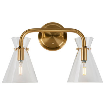 Forte Lighting 5733-02 Beaker 2 Light 16"W Bathroom Vanity Light - Soft Gold