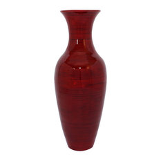Classic Mahogany Red Bamboo Floor Vase , 36"