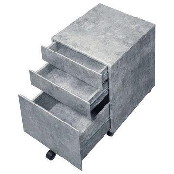 Acme Jurgen File Cabinet Faux Concrete and Silver