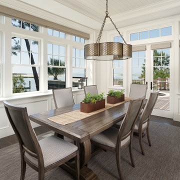 Windows create panoramic view in Dining Room