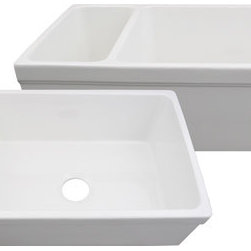 Quatro Alcove, Double Bowl Fireclay Farmhouse Sink - Kitchen Sinks