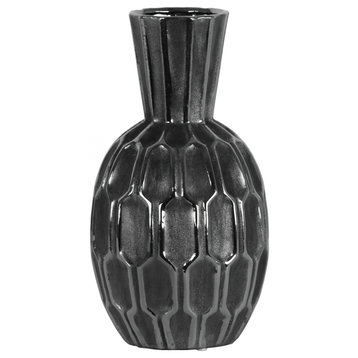 Leighton Ceramic Vase, Silver, 12.5"