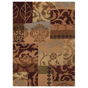 Hand Tufted Wool Area Rug Floral Multicolor, [Rectangle] 5'x8'