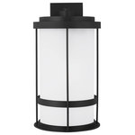 Generation Lighting - Generation Lighting 8890901D Wilburn 24" Tall Outdoor Wall Sconce - Black - Features: Constructed from aluminum Includes a satin etched glass shade Requires (1) 75 watt maximum Medium (E26) bulb Dimmable with compatible dimming bulbs Intended for outdoor use Made in China ETL listed for installation in wet locations Meets California Title 24 energy standards Dimensions: Height: 24" Width: 12-5/8" Extension: 14-1/4" Product Weight: 13.46lbs Wire Length: 6-1/2" Shade Height: 18-3/4" Shade Width: 10-3/8" Electrical Specifications: Max Wattage: 75 watts Number of Bulbs: 1 Max Watts Per Bulb: 75 watts Bulb Base: Medium (E26) Voltage: 120 Bulb Included: No