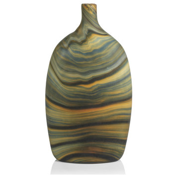 Livorno Marbleized Glass Vase, 7.5"x3.75"x13.75"