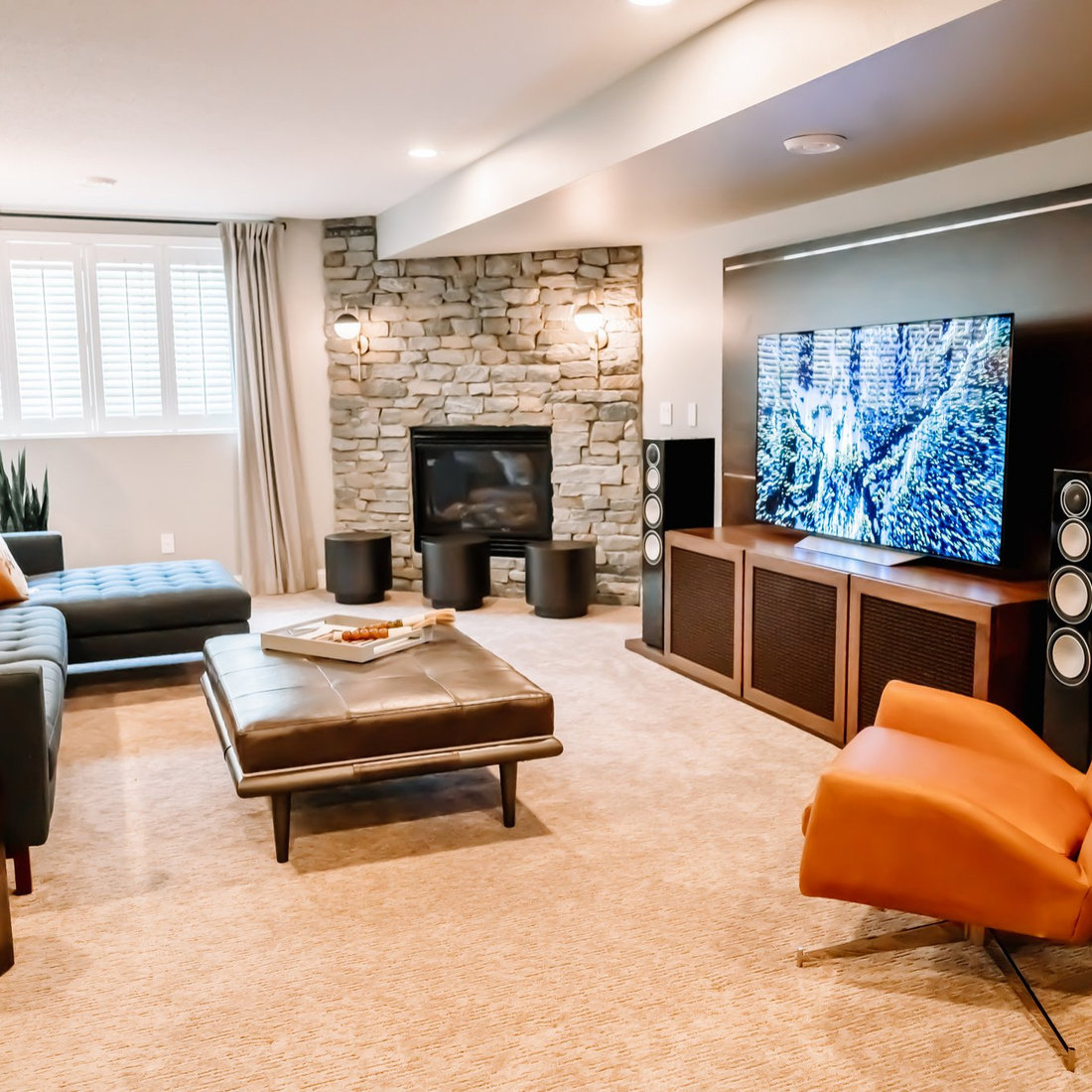 Inviting + Modern Basement
