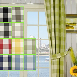 Moonbay Checks Eyelet Cotton Curtains - Curtains