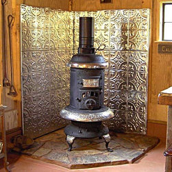 Wood Burning Stove Surround with Tin Tiles - Freestanding Stoves