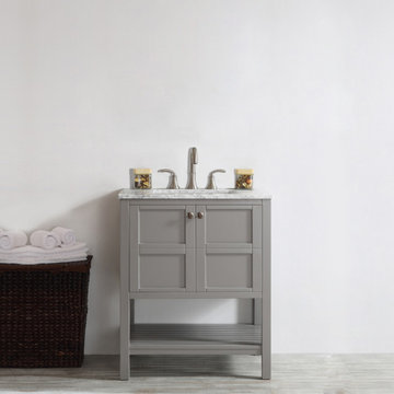 Florence 30 in. W x 22 in. D x 35 in. H Vanity in Grey with Marble Vanity Top in