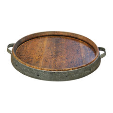 Wine Barrel Lazy Susan With Steel Band, Large