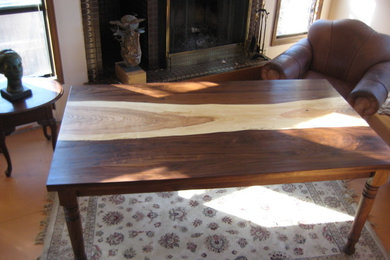 Dining table in ash and walnut