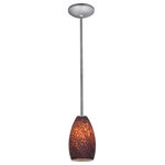 Access Lighting - Champagne Glass Rod Pendant- 28012-R, Champagne 1 Light Rod Pendant, Brushed Steel/Brown Stone, 5"x5"x9", Incandescent - 1 x 100w Incandescent E-26 Base Bulb (Bulb not included)