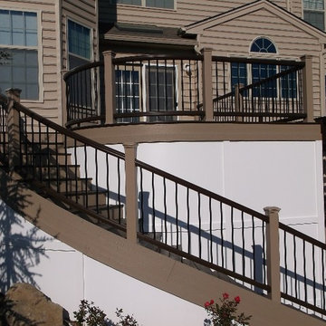 Trex Deck Design with Rope Swing Stairs to Patio