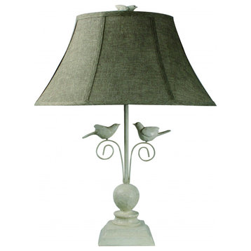 Cheerful White Table Lamp With 3D White Birds