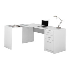 Corner Computer Desk With Tempered Glass, White