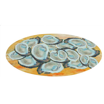 Sea life round chenille area rugs from my art. Approximately 60", Oysters, Round