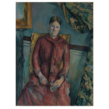 Paul Cezanne 'Madame Cezanne In A Red Dress' Canvas Art, 24"x18"