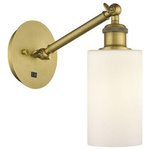 Innovations Lighting - Innovations Lighting 317-1W-BB-G801 Clymer, 1 Light Wall In Art Nouveau - The Clymer 1 Light Sconce is part of the BallstonClymer 1 Light Wall  Brushed BrassUL: Suitable for damp locations Energy Star Qualified: n/a ADA Certified: n/a  *Number of Lights: 1-*Wattage:100w Incandescent bulb(s) *Bulb Included:No *Bulb Type:Incandescent *Finish Type:Brushed Brass
