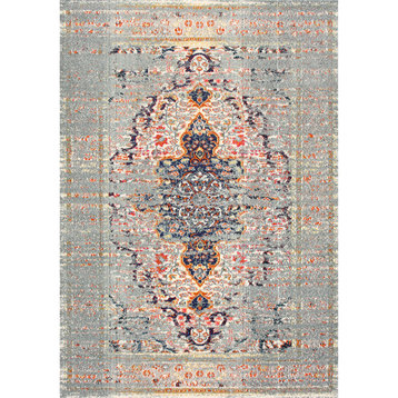 nuLOOM Distressed Persian Sarita Traditional Vintage Area Rug, Gray, 10'x13'