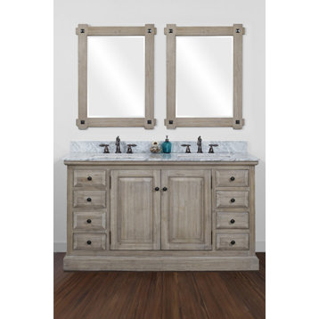 Frederick Double-Sink Bathroom Vanity With Carrara White Marble Top, 60"