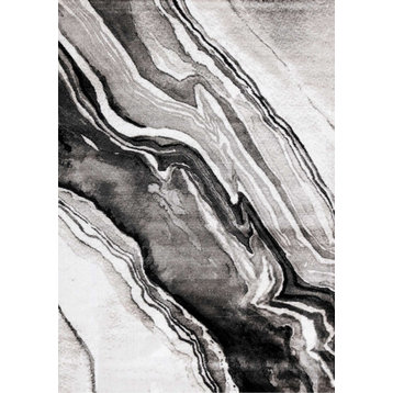 Perry Collection Gray White Black Rock Profile Rug, 7'10"x10'6"