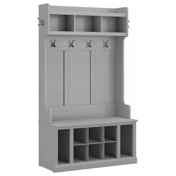 Woodland 40W Hall Tree and Shoe Bench with Shelves in Gray - Engineered Wood