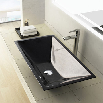 Arvada Stone Vessel Sink in Black Shanxi Granite