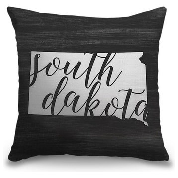"Home State Typography - South Dakota" Outdoor Pillow 18"x18"