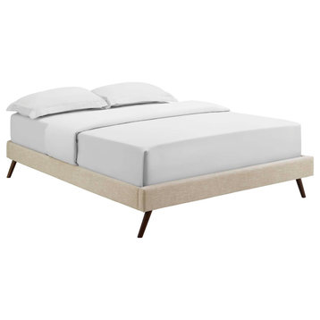 Modway Loryn Queen Fabric Bed Frame With Round Splayed Legs MOD-5891-BEI