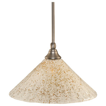 Stem 1-Light Pendant with Hang Straight Swivel, Brushed Nickel/Gold Ice