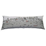Beyond Cushions - Modern Seattle Skyline outdoor cushion Cream - Exquisitely Embroidered skyline on polyester, lumbar sized cushions with whimsical touches and rich detail will complement any modern or classic decor