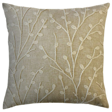 The Pillow Collection Beige Peabody Throw Pillow, 22"