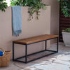 Noble House Jeco Outdoor Industrial Acacia Wood and Iron Bench Teak and Black