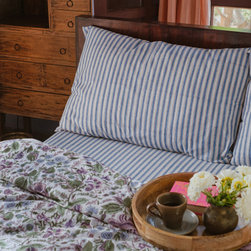FEATHER STRIPE LADAKH BLUE BEDSHEET & PILLOW COVER SET - Bedroom Products