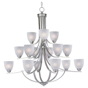 Axis 15-Light Chandelier, Satin Nickel, Frosted
