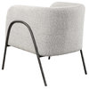Retro Modern Gray Barrel Back Accent Chair Iron Frame Textured Fabric Scandi