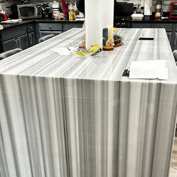 Kitchen Remodel | Custom Countertop - Waterfall Center Island