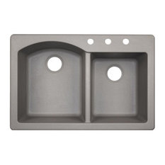Swan 33x22x9.5 Granite Kitchen Sink, 3-Hole, Metallico