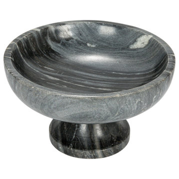 Marble Footed Pedestal Bowl, Grey, Grey