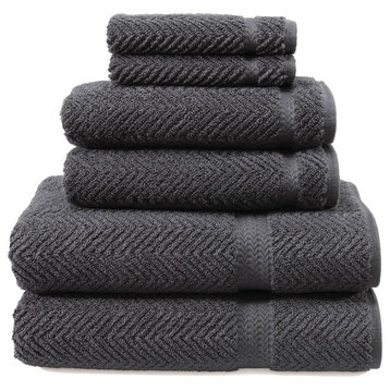 Herringbone 6-Piece Towel Set, Gray