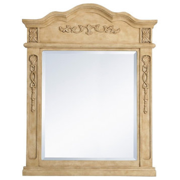 Elegant Decor Danville 36" x 28" Wood Bathroom Mirror in Antique Beige