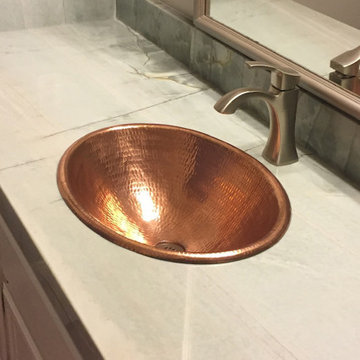 19" Oval Self Rimming Hammered Copper Bathroom Sink in Polished Copper (LO19RPC)