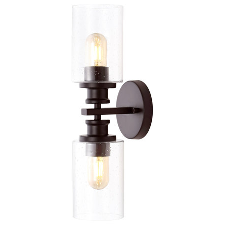 Jules Edison 16.5" 2-Light Seeded Glass LED Vanity, Oil Rubbed Bronze