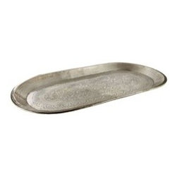 Etched Oval Metal Tray - Tabletop